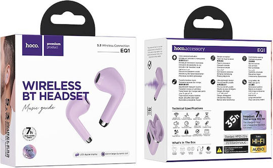 Hoco EQ1 Earbud Bluetooth Handsfree Earphones with Charging Case Purple view 4