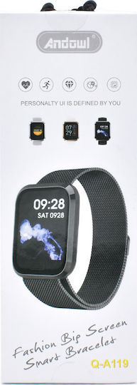 Andowl Q-A119 42mm Smartwatch with Heart Rate Monitor (Black) view 9
