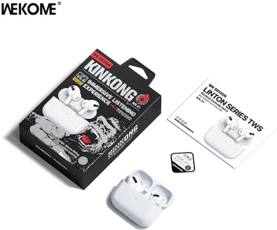 WK WS-21 In-ear Bluetooth Handsfree Earphones with Charging Case White view 3