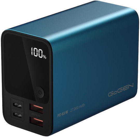 GoGEN Power Bank 27000mAh with 2 USB-A Output Ports and 2 USB-C Output Ports Blue