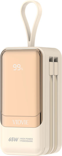 Vidvie PB798 Power Bank 20000mAh 65W with USB-A Port and 2 USB-C Ports Beige