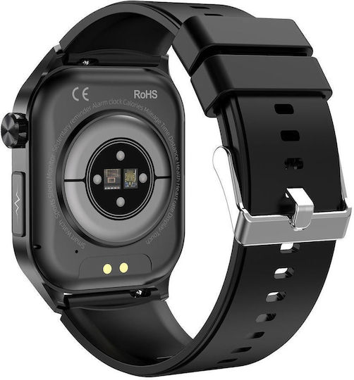 Et580 2.04 Inch Amoled Screen Sports Smart Watch Support Bluethooth Call Ecg Function Black Silicone Band view 3