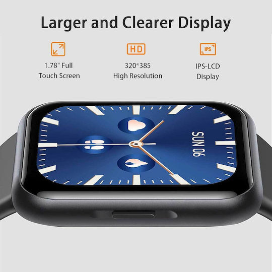 ANCwear ANC-207 Smartwatch with Heart Rate Monitor (Black) view 2