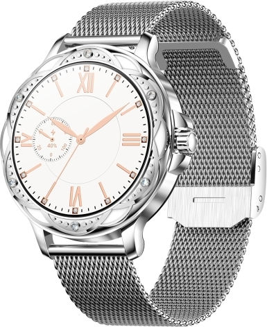 Cf12 1.2 Inch Waterproof Smart Steel Strap Wristband Support Heart Rate Monitoring Blood Pressure Monitoring Silver view 1