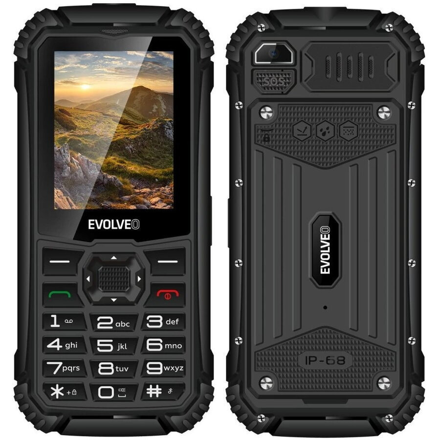 Evolveo StrongPhone Q1 Dual SIM Resistant Mobile with Buttons Black-Orange view 1