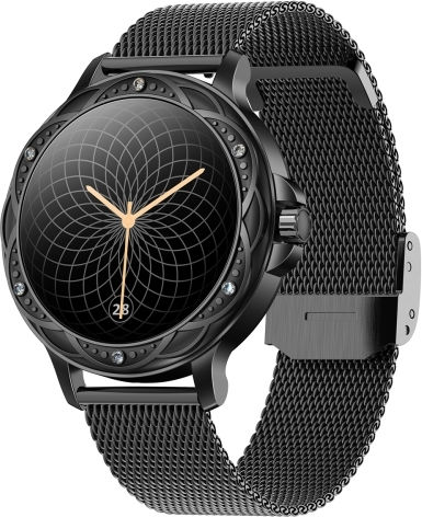 Cf12 1.2 Inch Waterproof Smart Steel Strap Wristband Support Heart Rate Monitoring Blood Pressure Monitoring Black view 1