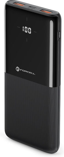 Forcell F-Energy S10k1 Power Bank 10000mAh with 2 USB-A Ports and USB-C Port Black vue 4