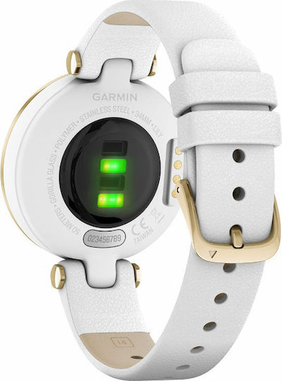 Garmin Lily Classic Stainless Steel Waterproof Smartwatch with Heart Rate Monitor (Light Gold Bezel with White Case and Italian Leather Band) view 6