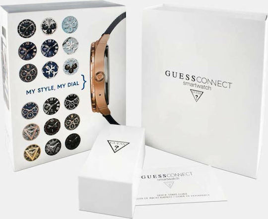 Guess Connect Hybrid Stainless Steel Smartwatch (Rose Gold Blue Rubber Strap) vue 4