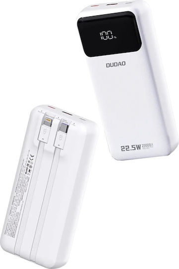 Dudao K15Pro Power Bank 20000mAh 22.5W with USB-A Port and USB-C Port Power Delivery White view 4