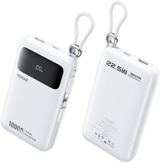 WK AS-169 Power Bank 10000mAh 22.5W with USB-A Port and USB-C Port White