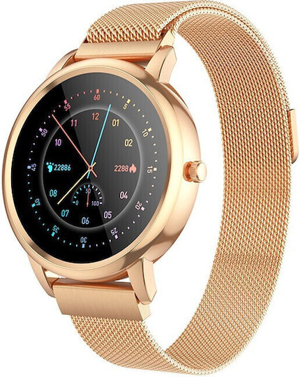 Hoco Y8 Stainless Steel Waterproof Smartwatch with Heart Rate Monitor (Gold)