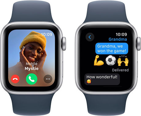 Apple Watch SE 2023 Aluminium 44mm Waterproof with Heart Rate Monitor (Silver with Storm Blue Sport Band) view 5