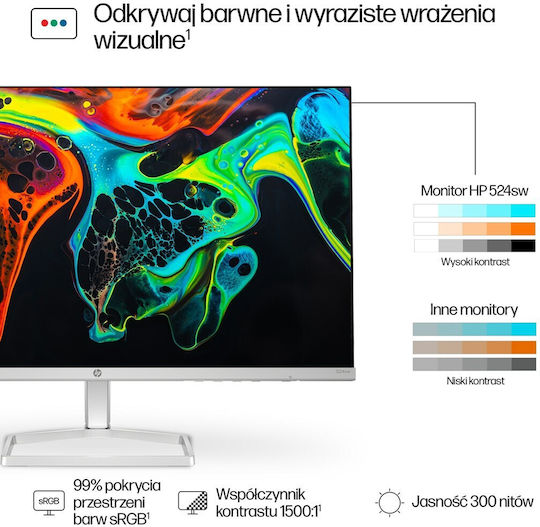 HP 524sw IPS Monitor 23.8" FHD 1920x1080 with Response Time 5ms GTG view 3