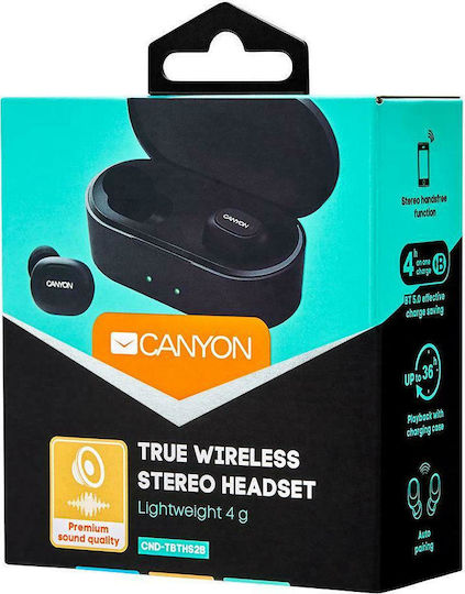 Canyon CND-TBTHS2B In-ear Bluetooth Handsfree Earphones with Charging Case Black view 4