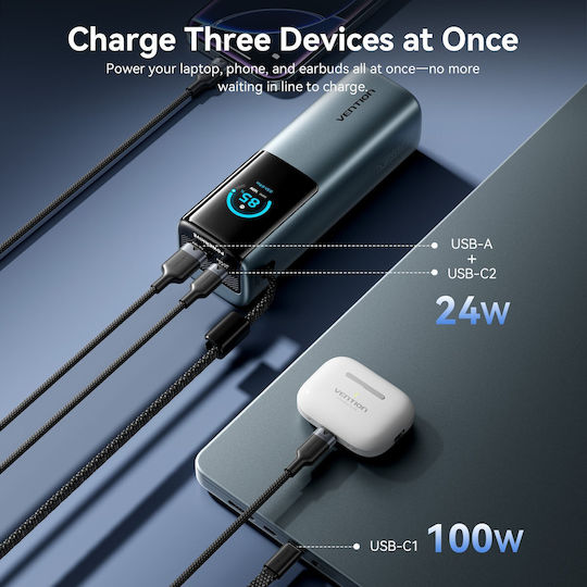 Vention Powerhive 20000mAh 165W with USB-A Port and USB-C Port Black vista 6