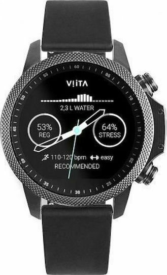 Viita Active HRV Adventure Stainless Steel 47mm Waterproof Smartwatch with Heart Rate Monitor (Black Silicone) view 1