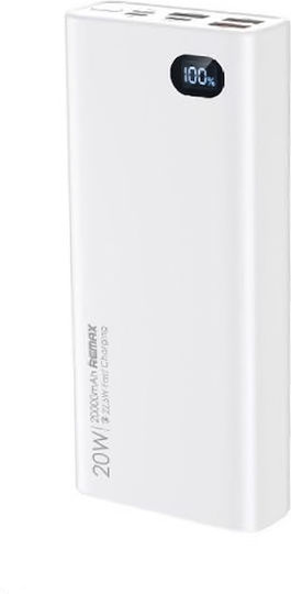 Remax RPP-292 Power Bank 20000mAh 22.5W with 3 USB-A Ports and USB-C Port Power Delivery / Quick Charge 3.0 White