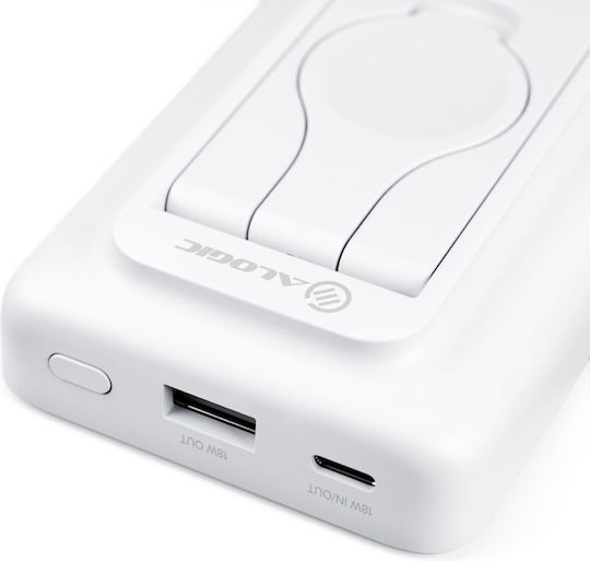 Alogic Lift 4-in-1 MagSafe Power Bank 10000mAh 18W with USB-A Port and USB-C Port White view 7