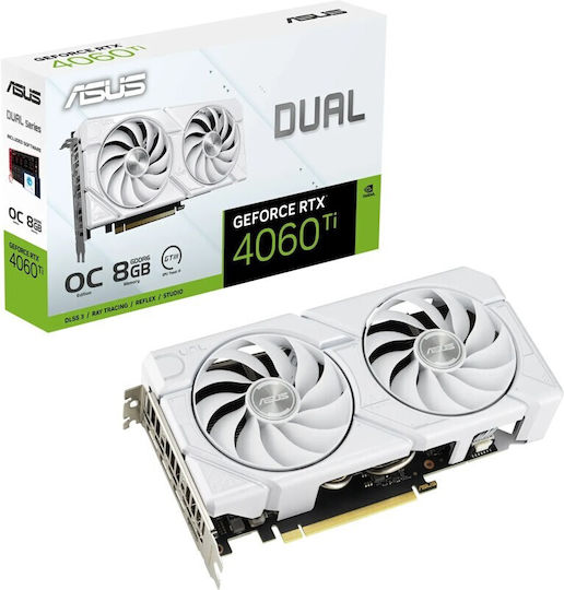 Asus GeForce RTX 4060 Ti 8GB GDDR6 Dual EVO OC White Graphics Card view 1