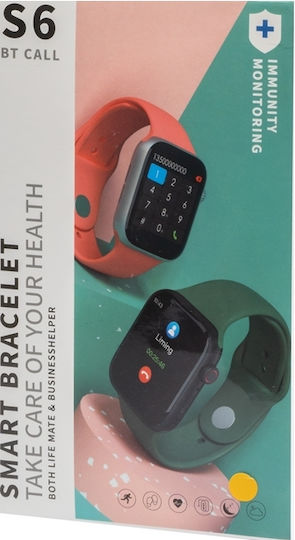 S6 38mm Smartwatch with Heart Rate Monitor (Black) vue 3