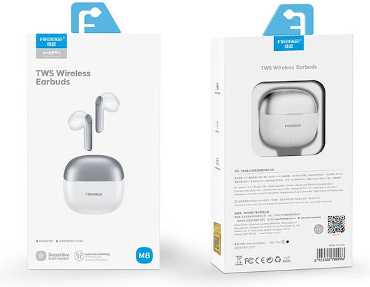 Fineblue M8 Earbud Bluetooth Handsfree Earphones with Charging Case White view 3