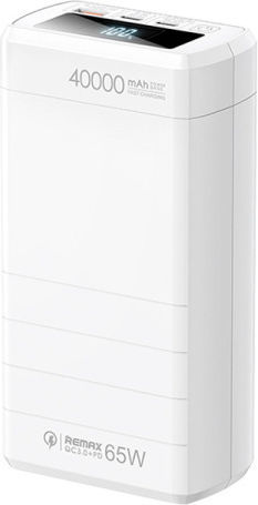 Remax Dinba Power Bank 40000mAh 65W with USB-A Port and 2 USB-C Ports Power Delivery White