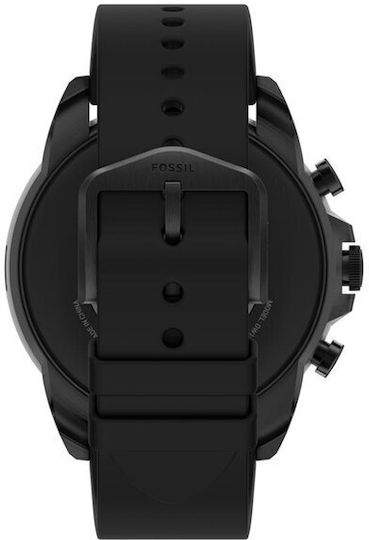 Fossil Gen 6 Stainless Steel 44mm Smartwatch with Heart Rate Monitor (Black Silicone) view 6