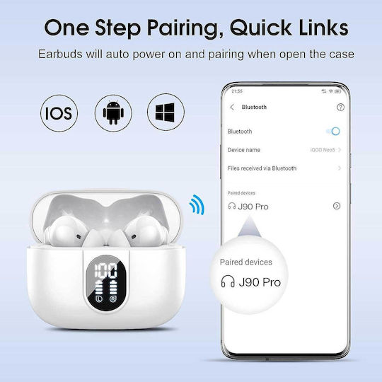 Csasan J90 Pro In-ear Bluetooth Handsfree Earphones with Sweat Resistance and Charging Case White vista 6