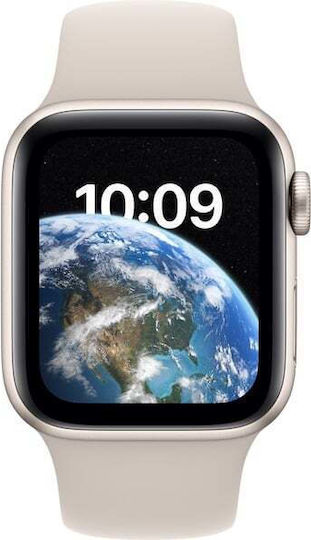 Apple Watch SE 2022 Cellular Aluminium 40mm Waterproof with eSIM and Heart Rate Monitor (Starlight with Starlight Sport Band) view 3