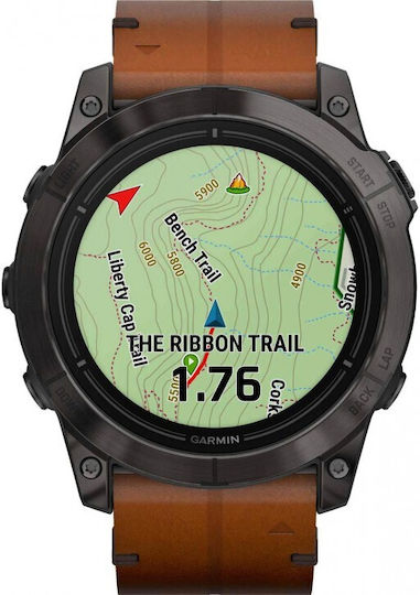 Garmin Epix Pro (Gen 2) Sapphire Edition Titanium 51mm Waterproof Smartwatch with Heart Rate Monitor (Carbon Gray DLC Titanium with Chestnut Leather) view 4