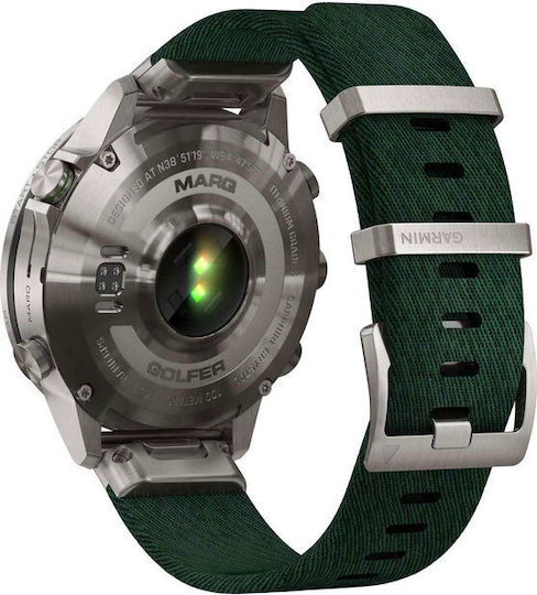 Garmin MARQ Golfer (Gen 2) Titanium 46mm Waterproof Smartwatch with Heart Rate Monitor (Green) view 7