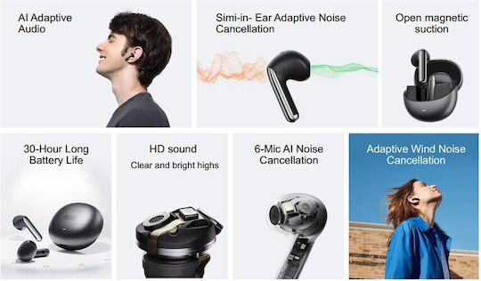 QCY AilyBuds Pro HT10 Bluetooth Handsfree Earphones with Sweat Resistance and Charging Case Black view 4