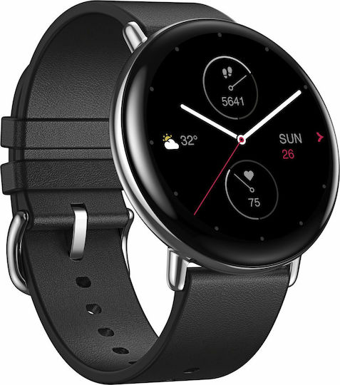 Zepp E Circle Stainless Steel Waterproof Smartwatch with Heart Rate Monitor (Polar Night Black) view 3