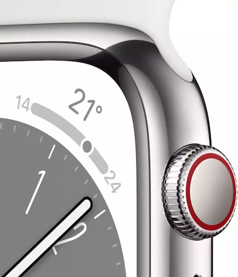 Apple Watch Series 8 Cellular Stainless Steel 41mm Waterproof with eSIM and Heart Rate Monitor (Graphite with Midnight Sport Band) view 3