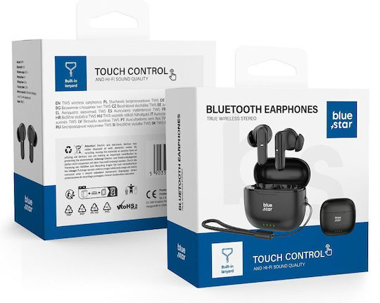Blue Star BK31 In-ear Bluetooth Handsfree Earphones with Charging Case Black view 1