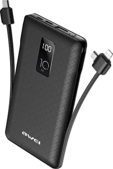 Awei P8K Power Bank 10000mAh with USB-A Port Black view 1