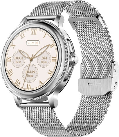 Cf96 1.2 Inch Waterproof Smart Steel Strap Wristband Support Heart Rate Monitoring Blood Pressure Monitoring Silver view 1