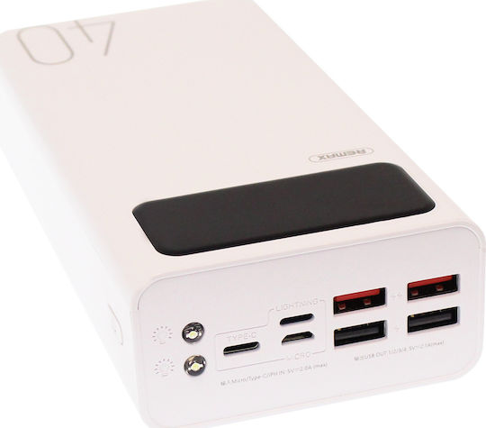 Remax RPP-113 Power Bank 40000mAh with 4 USB-A Ports White vista 3
