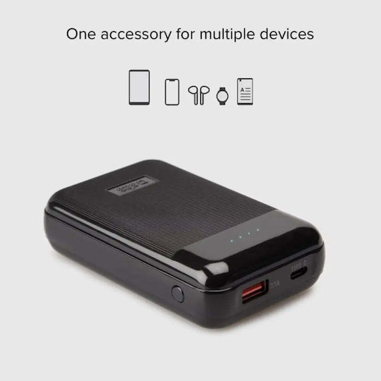 SBS Power Bank 10000mAh 20W with USB-A Port and USB-C Port Power Delivery Black view 3