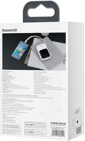 Baseus Qpow Power Bank 10000mAh 22.5W with USB-A Port and USB-C Port Power Delivery / Quick Charge 3.0 White view 7