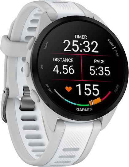 Garmin Forerunner 165 43mm Waterproof Smartwatch with Heart Rate Monitor (Mist Gray/Whitestone) vue 4