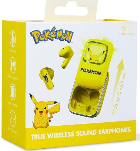 OTL Pokemon Pikachu Slide In-ear Bluetooth Handsfree Earphones with Charging Case Yellow vue 7