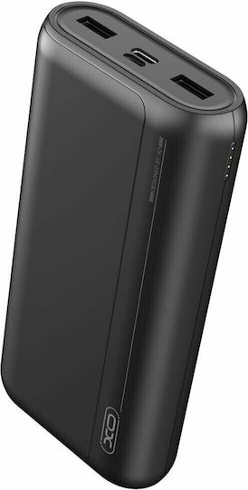 XO PR122 Power Bank 20000mAh with 2 USB-A Ports and USB-C Port Black