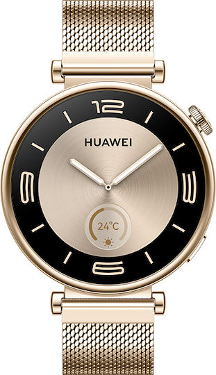 Huawei Watch GT 4 Stainless Steel 41mm Waterproof with Heart Rate Monitor (Light Gold Milanese Strap) view 1