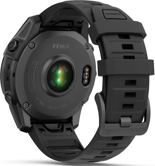 Garmin Fenix E Stainless Steel 47mm Waterproof Smartwatch with Heart Rate Monitor (Slate Grey Steel with Black Silicone Band) view 6