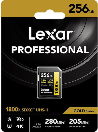 Lexar Professional 1800x SDXC 256GB Class 10 U3 V60 UHS-II vista 2
