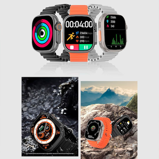 NO.1 DT8 Ultra+ Smartwatch with Heart Rate Monitor (Orange) view 5