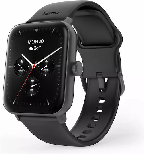 HAMA 6010 49mm Smartwatch with Heart Rate Monitor (Black) view 1