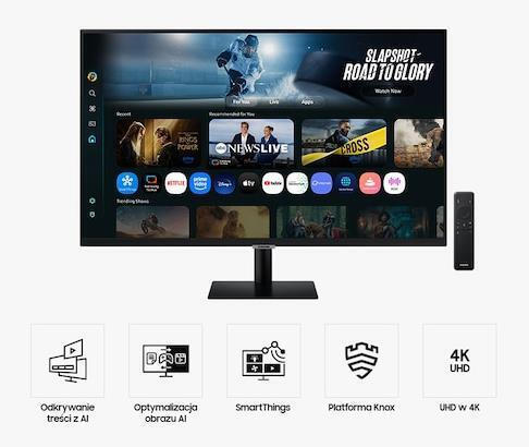 Samsung M7 M70F VA HDR Smart Monitor 32" 4K 3840x2160 with Response Time 4ms GTG view 2